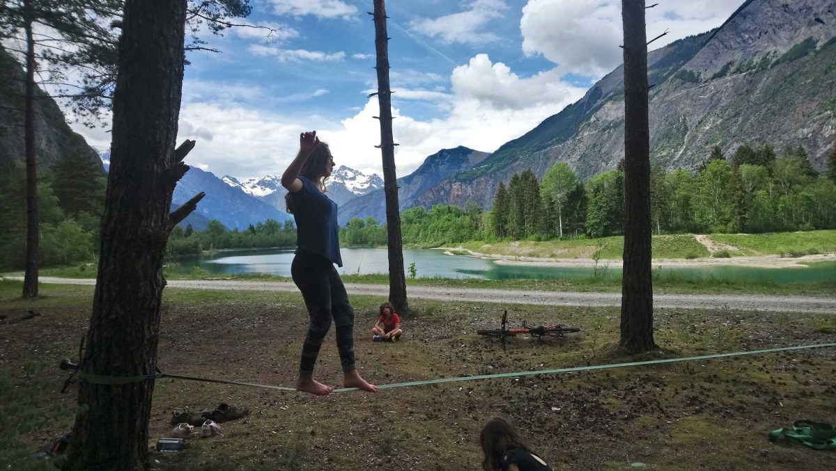 Slackline bij Étang de Buclet